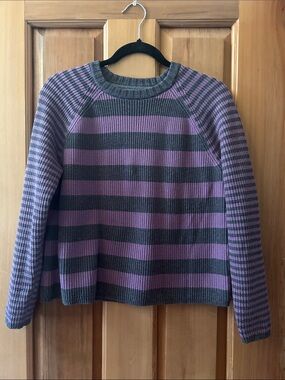 Striped Crewneck Sweater in Purple and Gray - Women